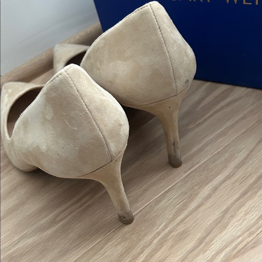 Stuart Weitzman Nude Dancer 75 Suede Heels - Picture 3 of 8